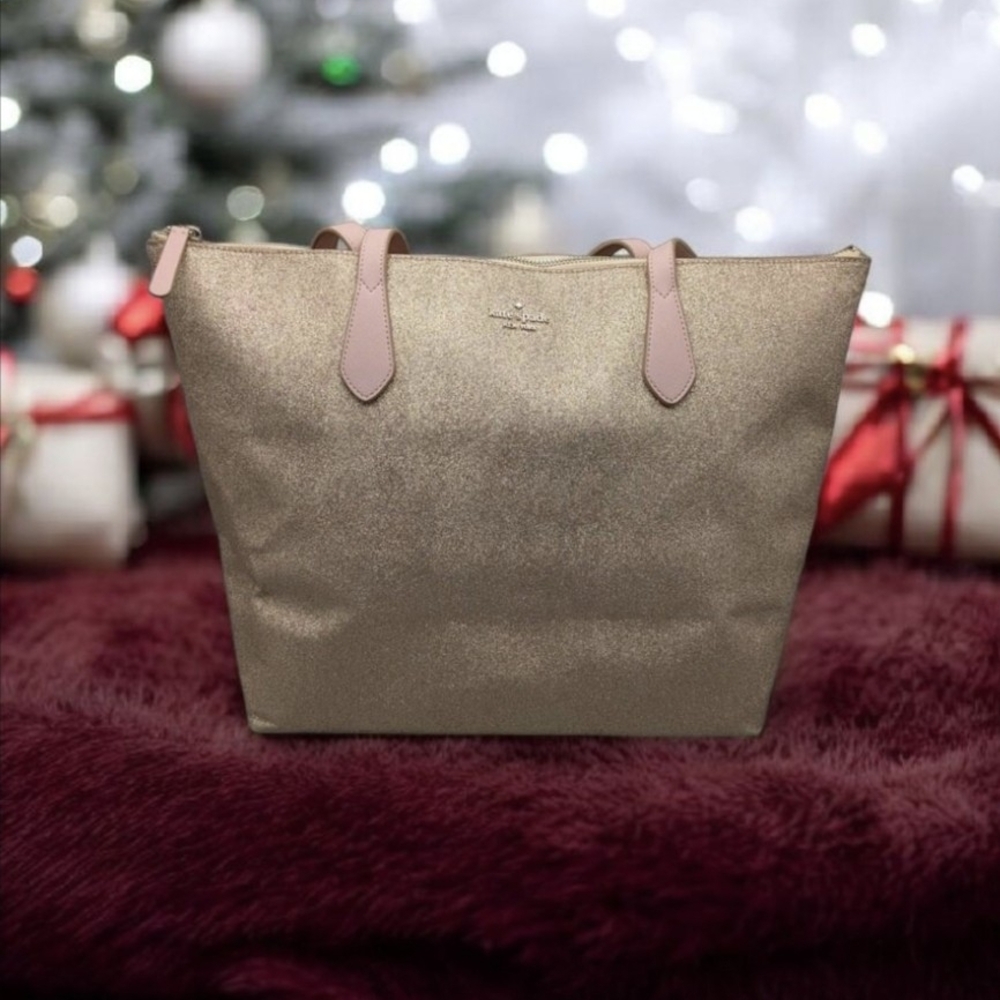 Kate Spade Gold and Pink Tote Bag